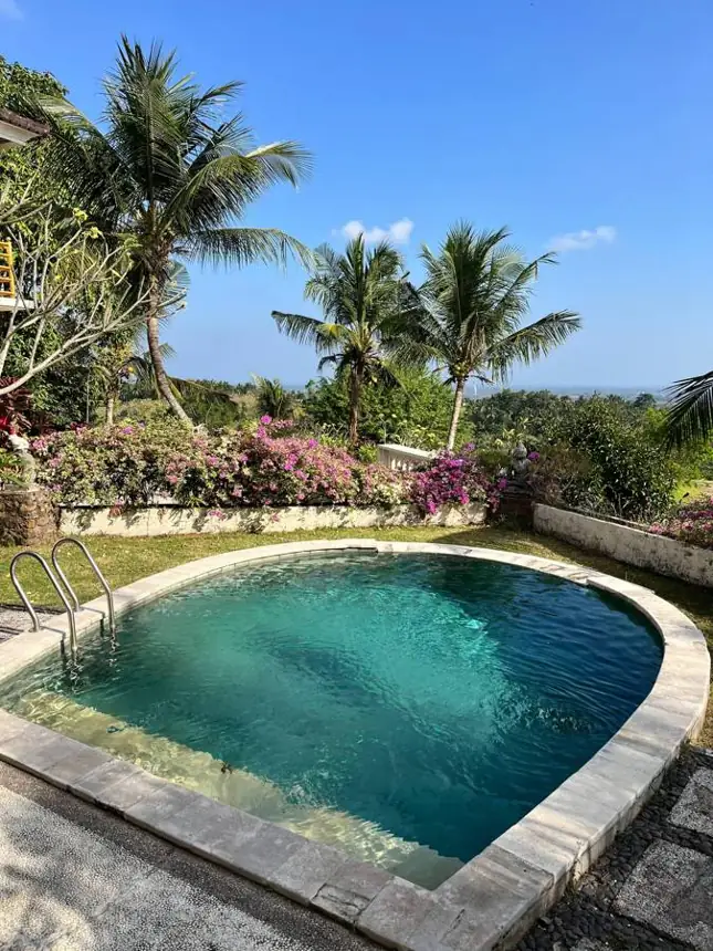 Pool with flowering gardens