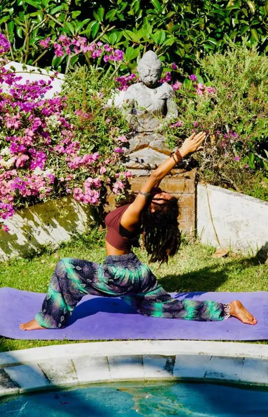 Yoga beside the pool